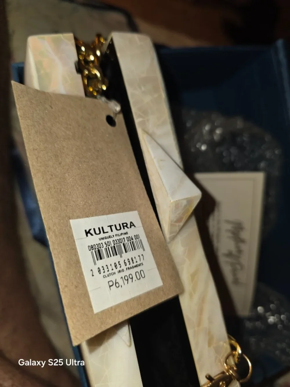 Brand New Kultura Handcrafted Mother of Pearl Mosaic Evening Clutch